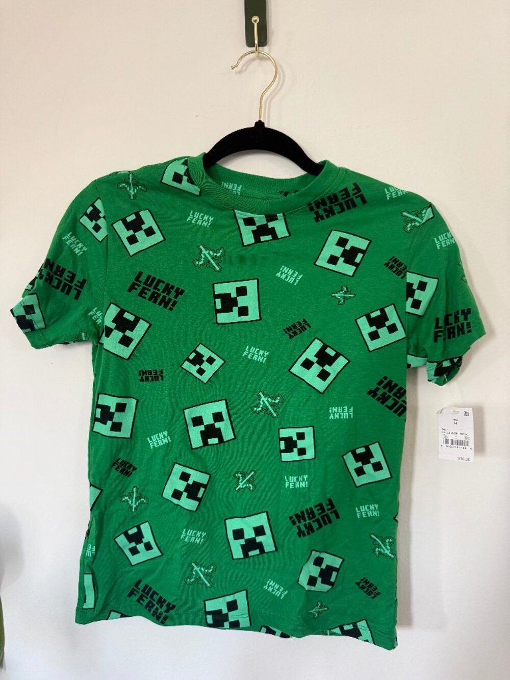 Minecraft Lucky Fern Creeper Tee Green MD NWT